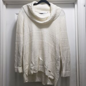 Calvin Klein Women's Large Creamy White Tunic Cowl Neck Sweater